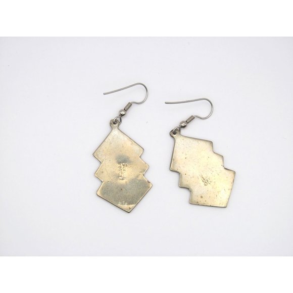 Alpaca Mexico Abalone Black Enamel Pierced Earrings - Picture 6 of 12